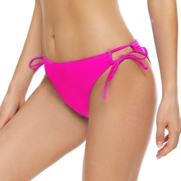 BelleCarrie Women's Hot Pink Tie Side Mid Rise String bikini Bottom size XL - Picture 1 of 11